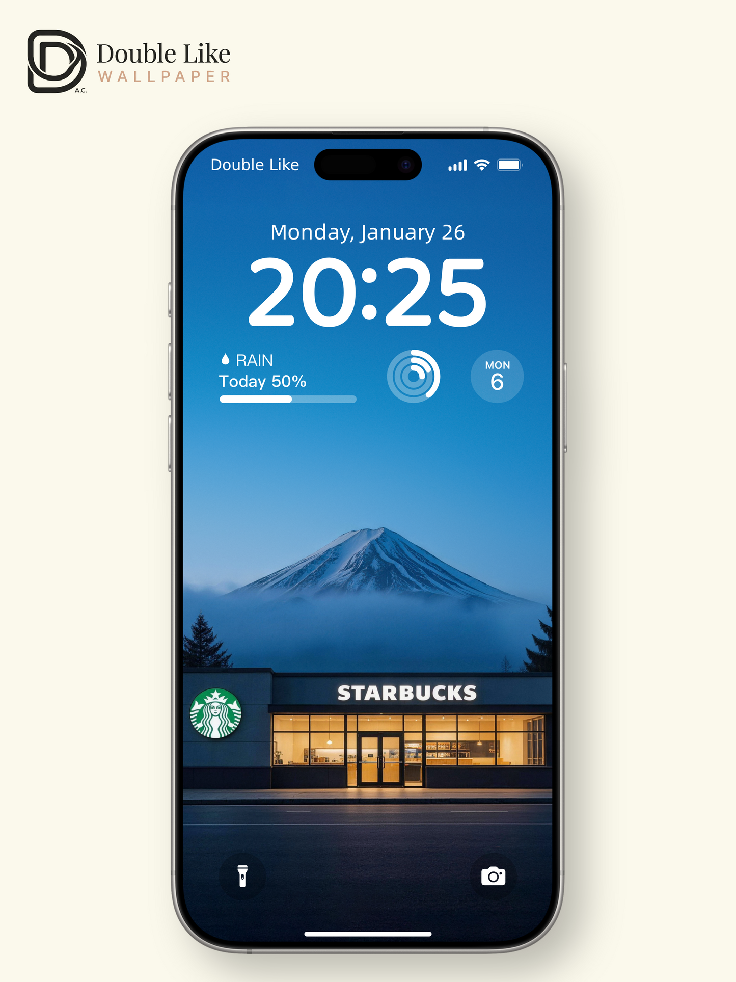 Blue Dusk Mount Fuji Starbucks Minimal Calming Japanese Aesthetic Landscape Wallpaper Pack [#LFHL30414]
