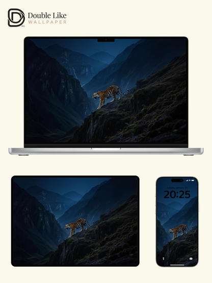 Night Cliff Tiger Motivational Mountain Scenery Wallpaper Pack [#LFHL30423]