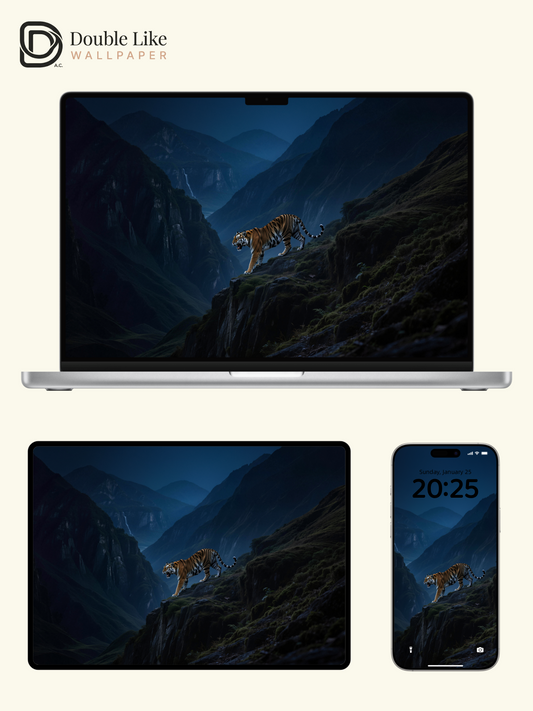 Night Cliff Tiger Motivational Mountain Scenery Wallpaper Pack [#LFHL30423]