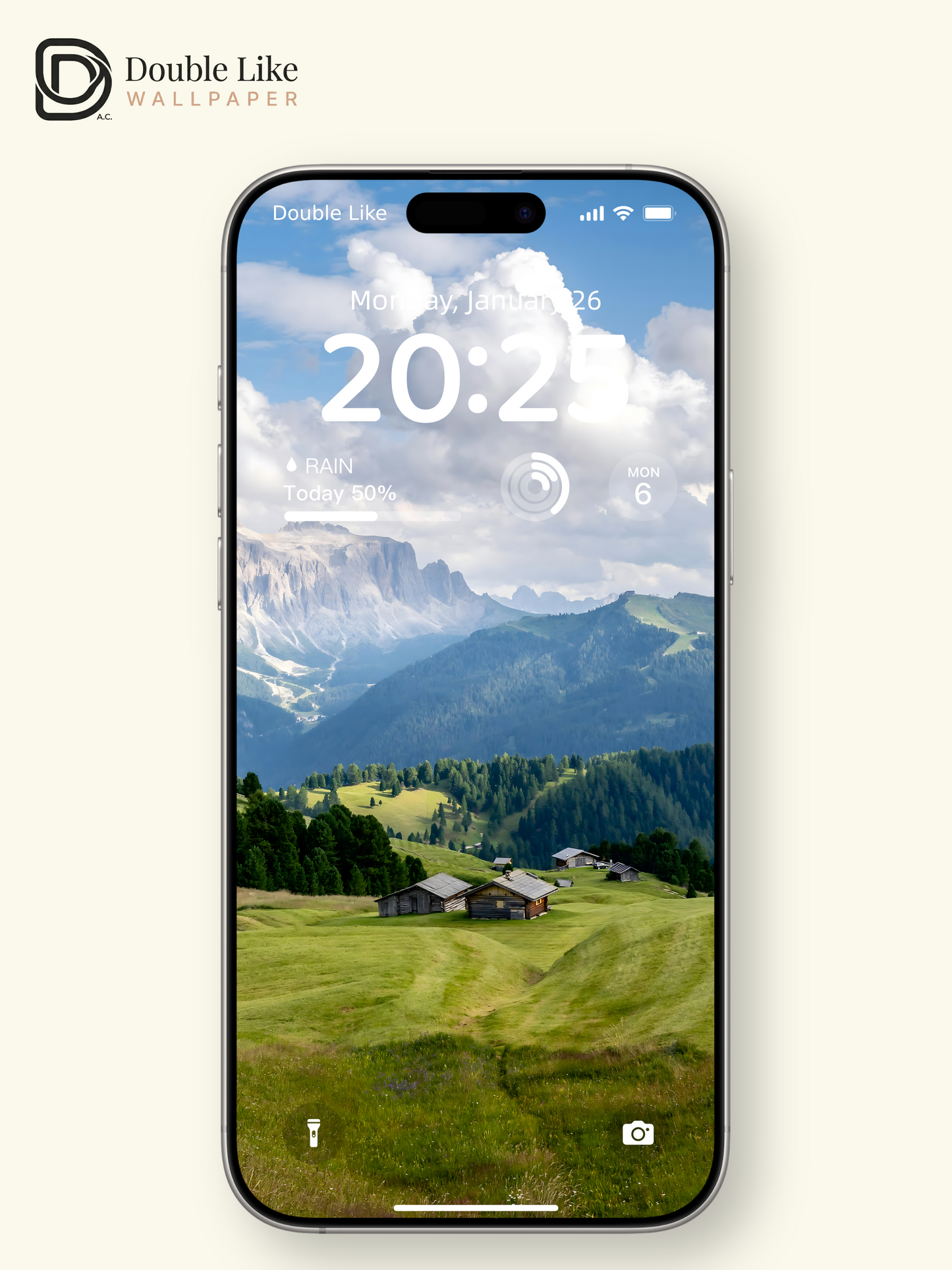 Peaceful Green Mountain Cabins Nature Lock Screen Wallpaper Pack [#ZJYX0111]