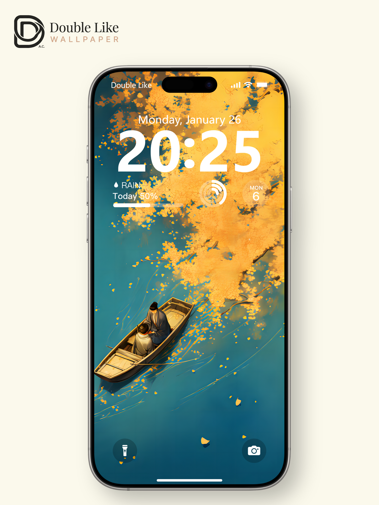 Autumn Gingko River Boat Dreamy Aesthetic Wallpaper Pack [#WGF003]