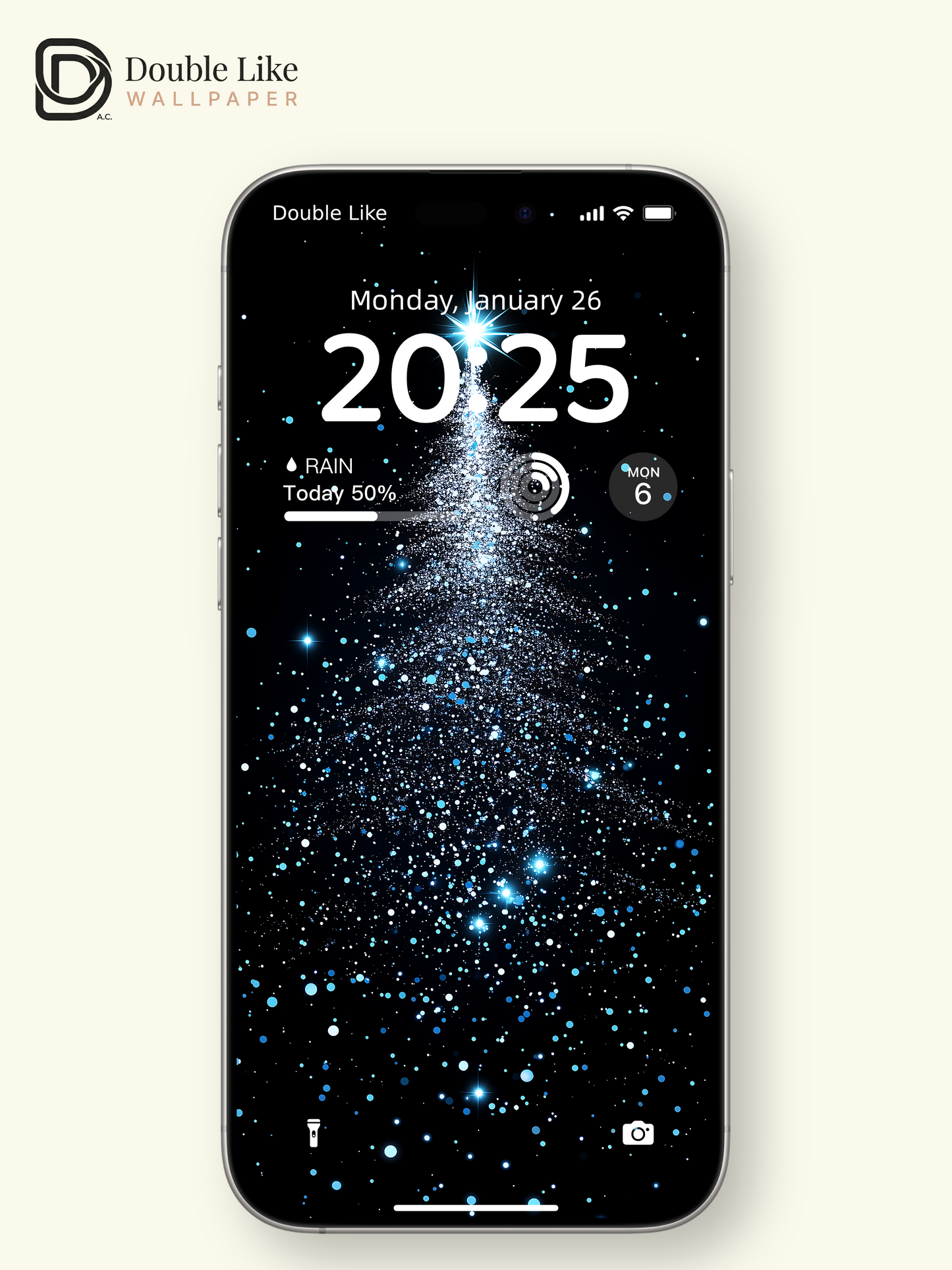 Glowing Blue Christmas Tree Starry Night Digital Art Wallpaper Pack [#ZJY531]