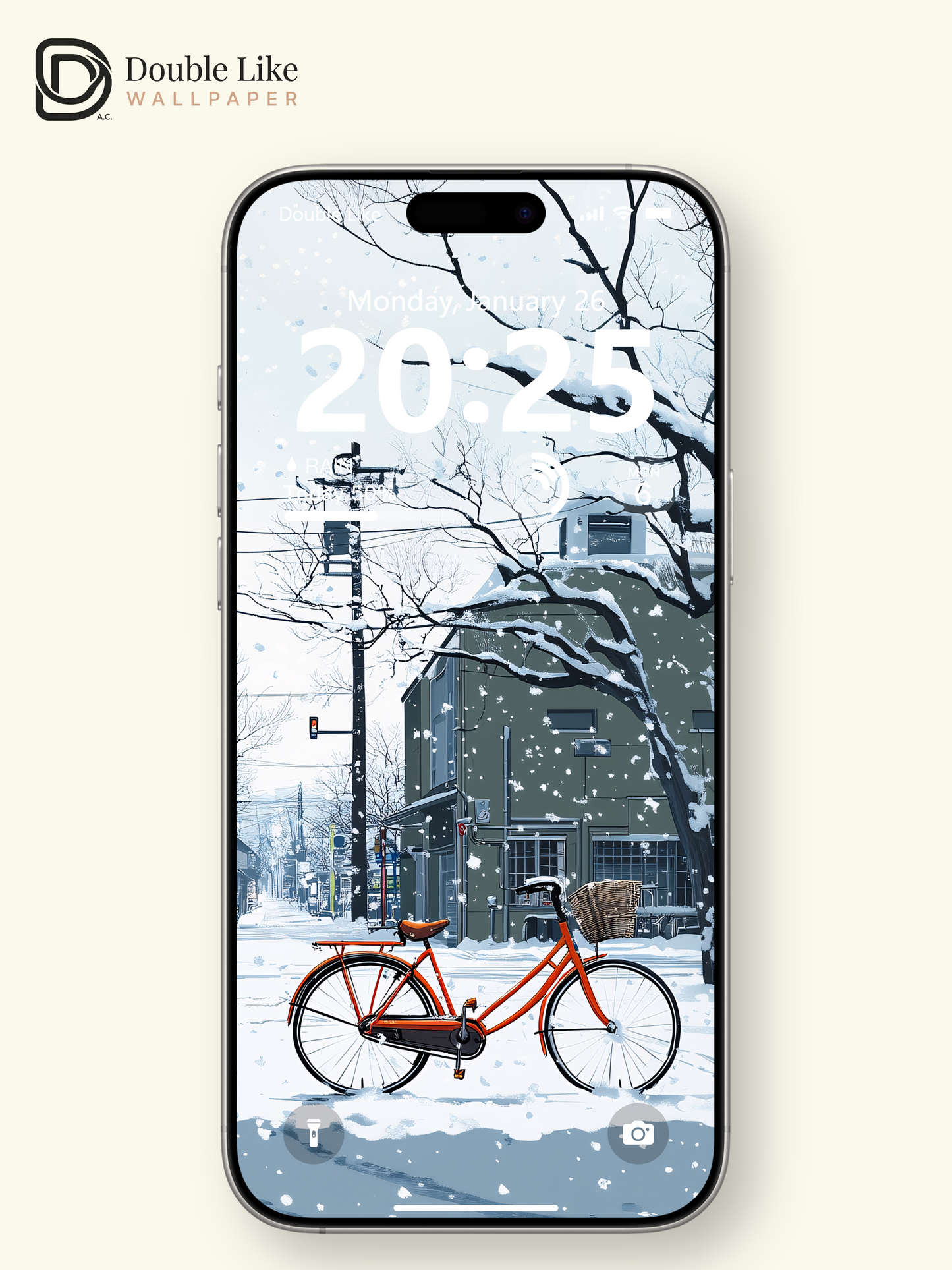 Winter Snowy Japanese Street Orange Bike Anime Cozy Aesthetic Wallpaper Pack [#WGF080]