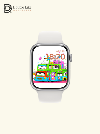 Cute Kawaii Animals Colorful Double Decker Bus Aesthetic Wallpaper Pack [#HW1504]