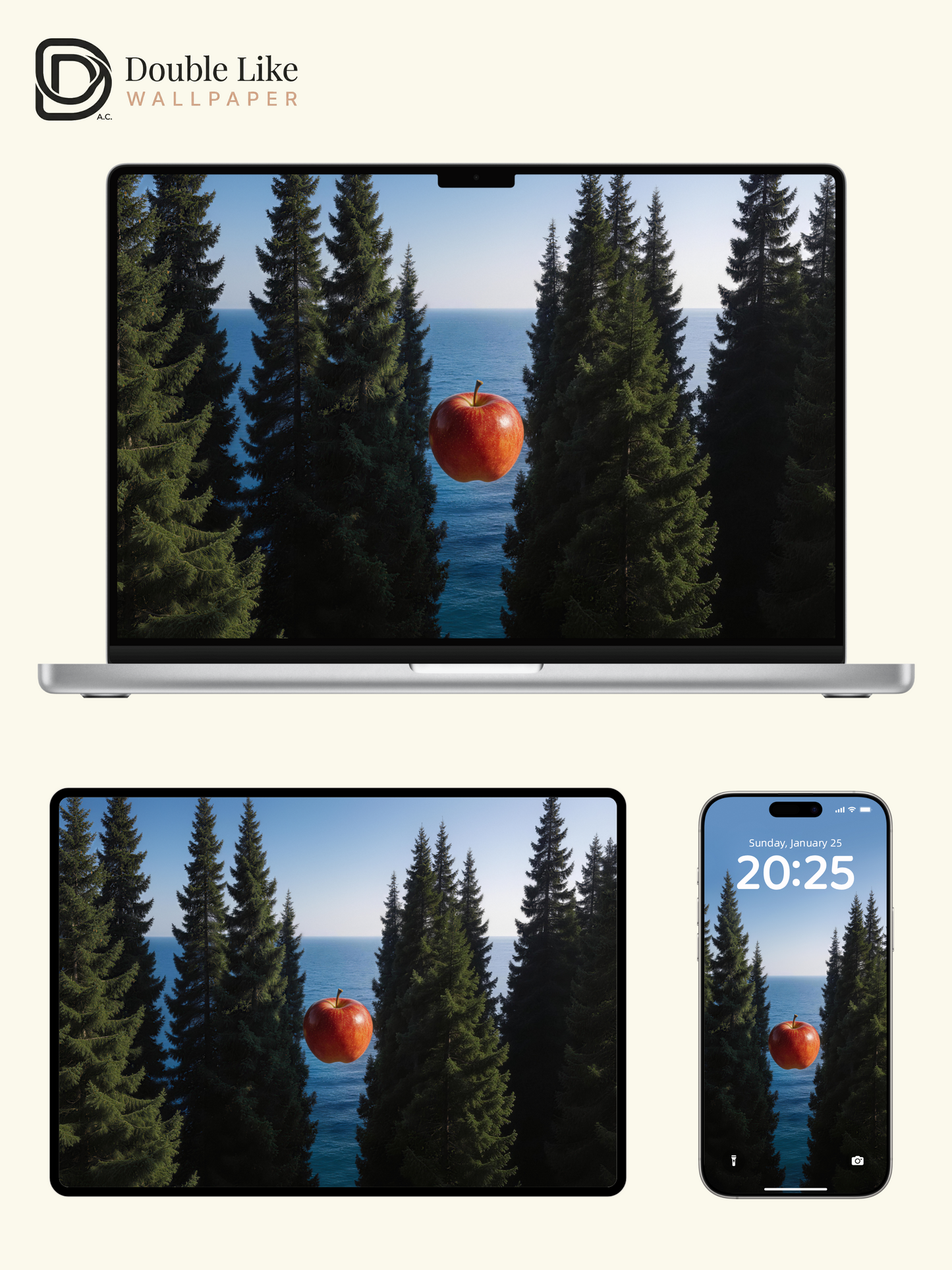 "The Floating Apple" Surreal Forest & Sea Wallpaper Set [#LFHL30512]