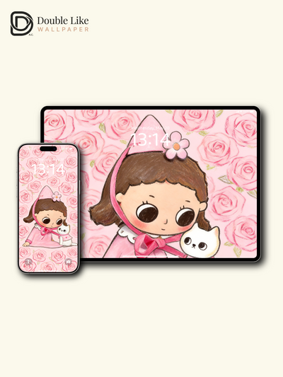Pink Rose Dream · A Soft Moment With My Little Cat Wallpaper Pack [#JJ388]