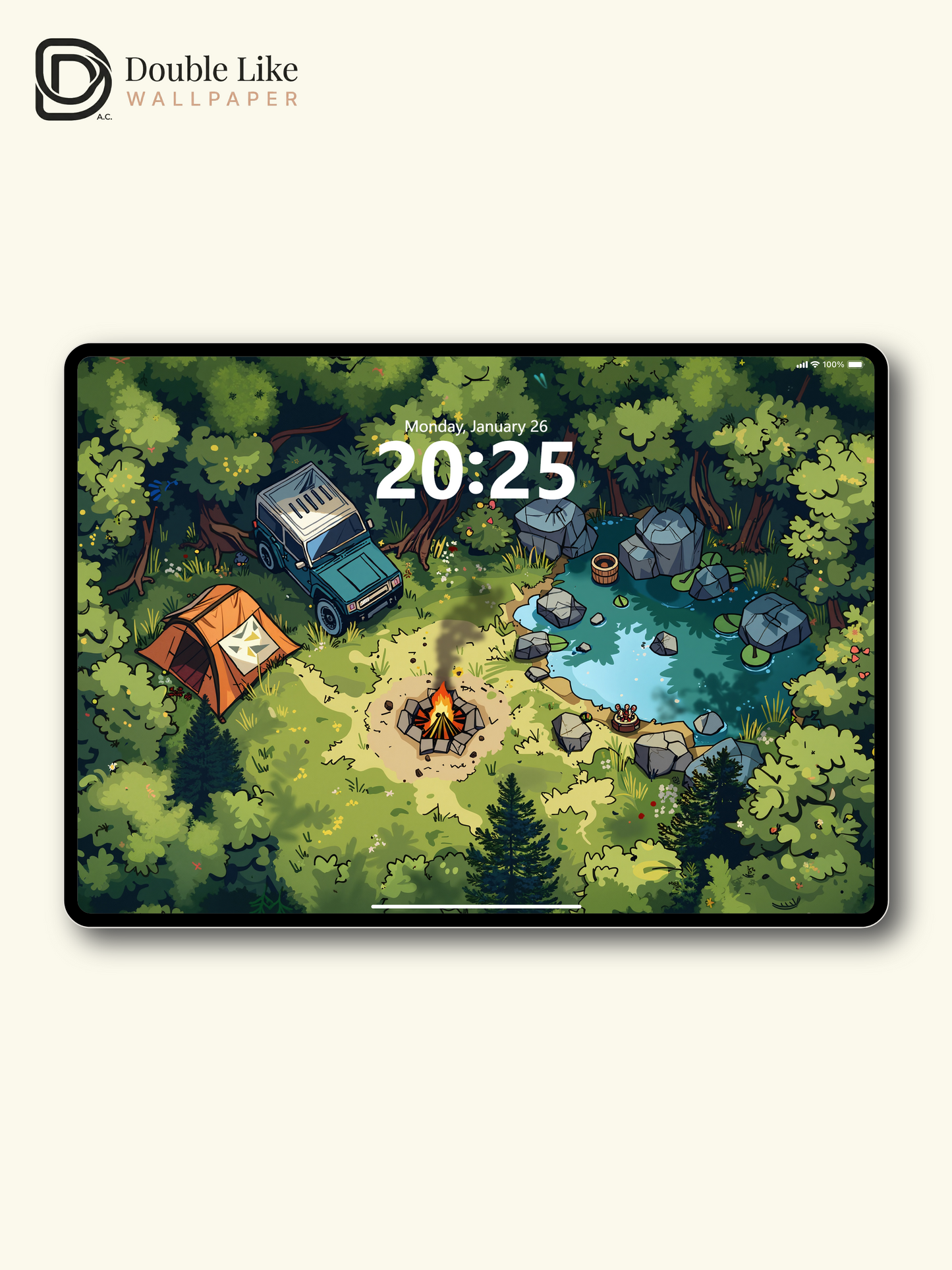 Forest Camping Lake Cute Cozy Illustration Aesthetic Wallpaper Pack [#WGF018]