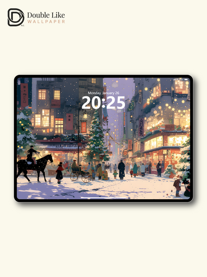 Cozy Christmas Snowy Town Anime Inspired Aesthetic Wallpaper Pack [#WGF065]