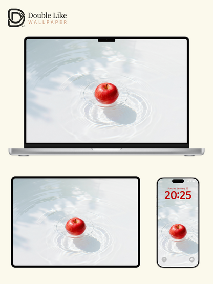 Red Apple On Clear Rippling Water Minimal Calm Aesthetic Wallpaper Pack [#LFHL30418]