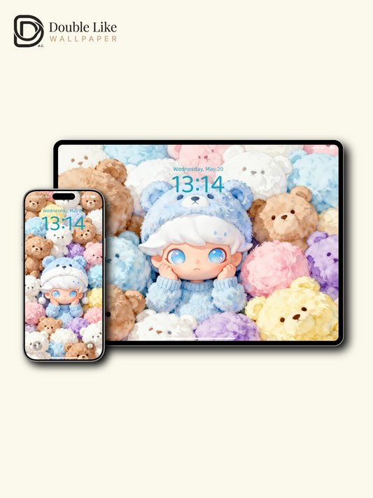 Cute 3D Teddy Bear Fluffy Kids Aesthetic Wallpaper Pack for iPhone and iPad [#JJ261]