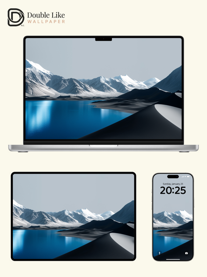 Minimal Cold Tone Mountain Lake Desert Premium Wallpaper Pack [#LFHL30104]