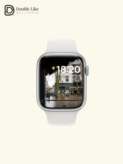 Vintage Rainy City Street Cafe Light Moss Tree Aesthetic Wallpaper Pack [#JJ1360]