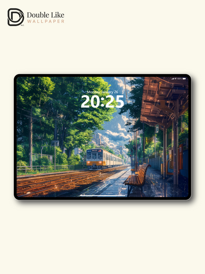 Rainy Summer Train Station Anime Aesthetic Wallpaper Pack [#WGF112]