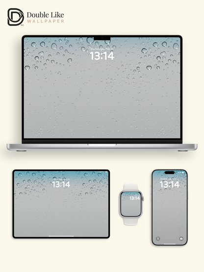 Classic Water Droplets Frosted Glass Minimalist Aqua Blue Aesthetic Wallpaper Pack [#ZMY228]