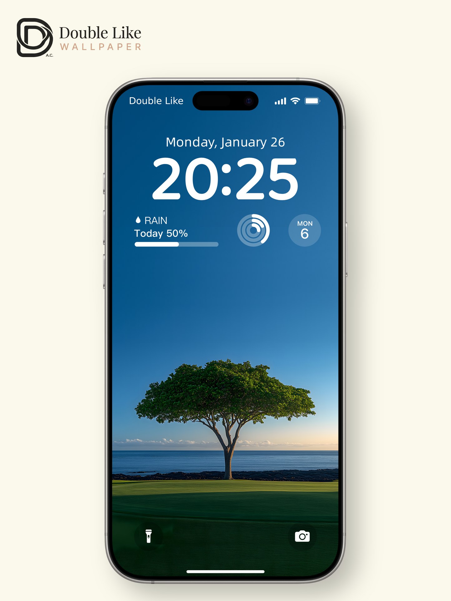 Minimalist Lonely Tree Blue Ocean Calm Nature Lock Screen Wallpaper Pack [#ZJYX0457]