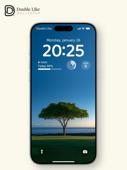 Minimalist Lonely Tree Blue Ocean Calm Nature Lock Screen Wallpaper Pack [#ZJYX0457]