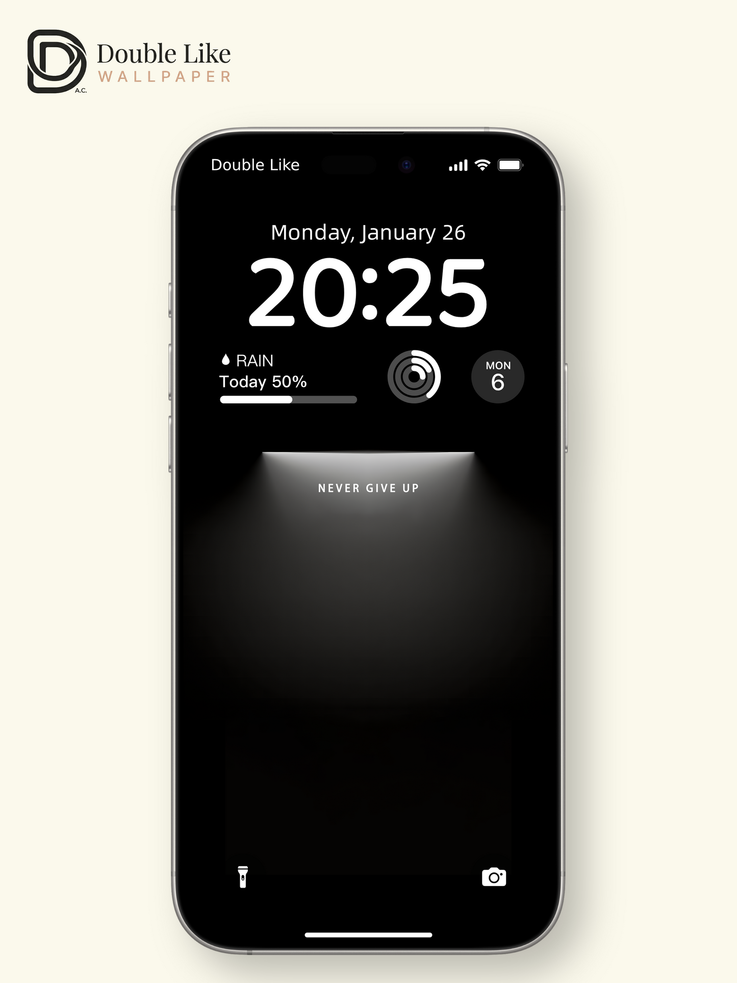 Combined Product Name: Dark Spotlight NEVER GIVE UP Minimal Inspirational Atmospheric Text Full-Device Wallpaper Pack [#ZMY036]