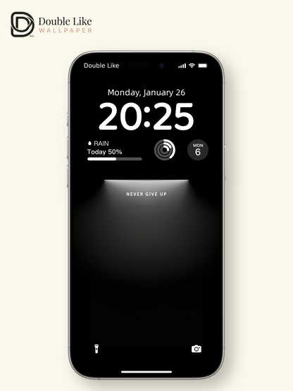 Combined Product Name: Dark Spotlight NEVER GIVE UP Minimal Inspirational Atmospheric Text Full-Device Wallpaper Pack [#ZMY036]