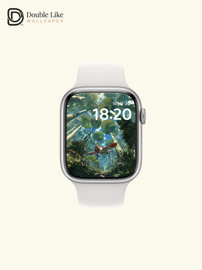 Giant Forest Canopy & Vintage Plane Flight Aesthetic Wallpaper Pack [#JJ1459]