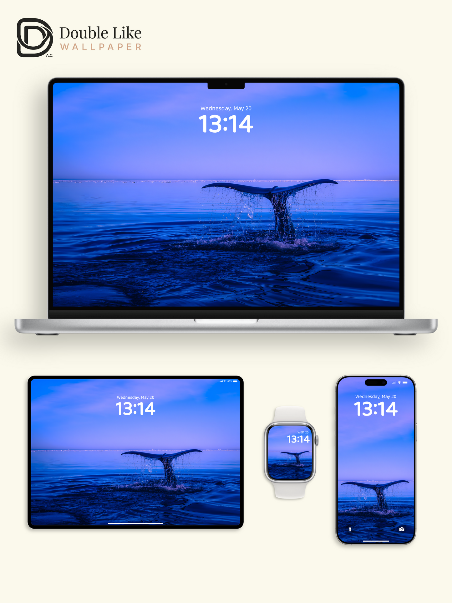 Majestic Whale Tail Splash Deep Blue Ocean Aesthetic Wallpaper Pack [#ZMY523]
