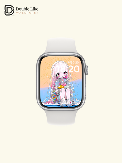 Kawaii Anime Girl Raincoat Dumpling Balloon Wallpaper [#HW1484]