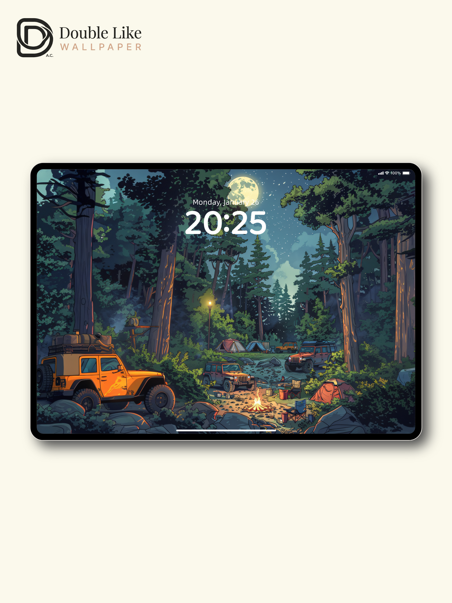Night Forest Campfire: Moonlight Camping Aesthetic Wallpaper Pack [#JJ1018]