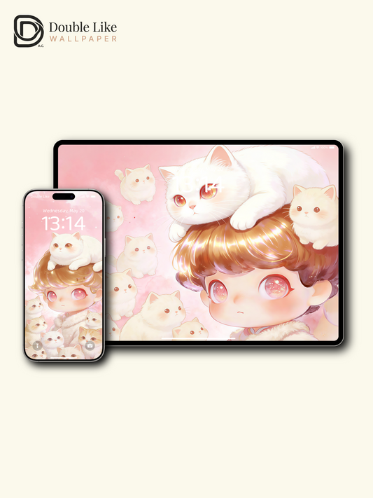 Dreamy Star Cat World 💗 Cute Aesthetic Phone & Tablet Wallpaper Set [#JJ340]