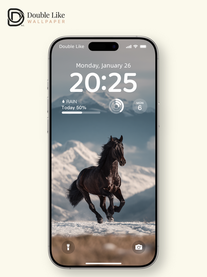 Majestic Wild Horse Running in Snow Mountain Photography Wallpaper Pack [#JJ1205]