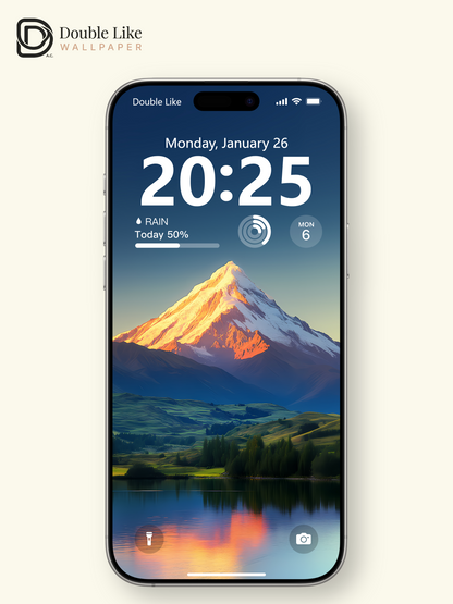 Golden Mountain Peak Lake Reflection Inspirational Wallpaper Pack [#WGF085]