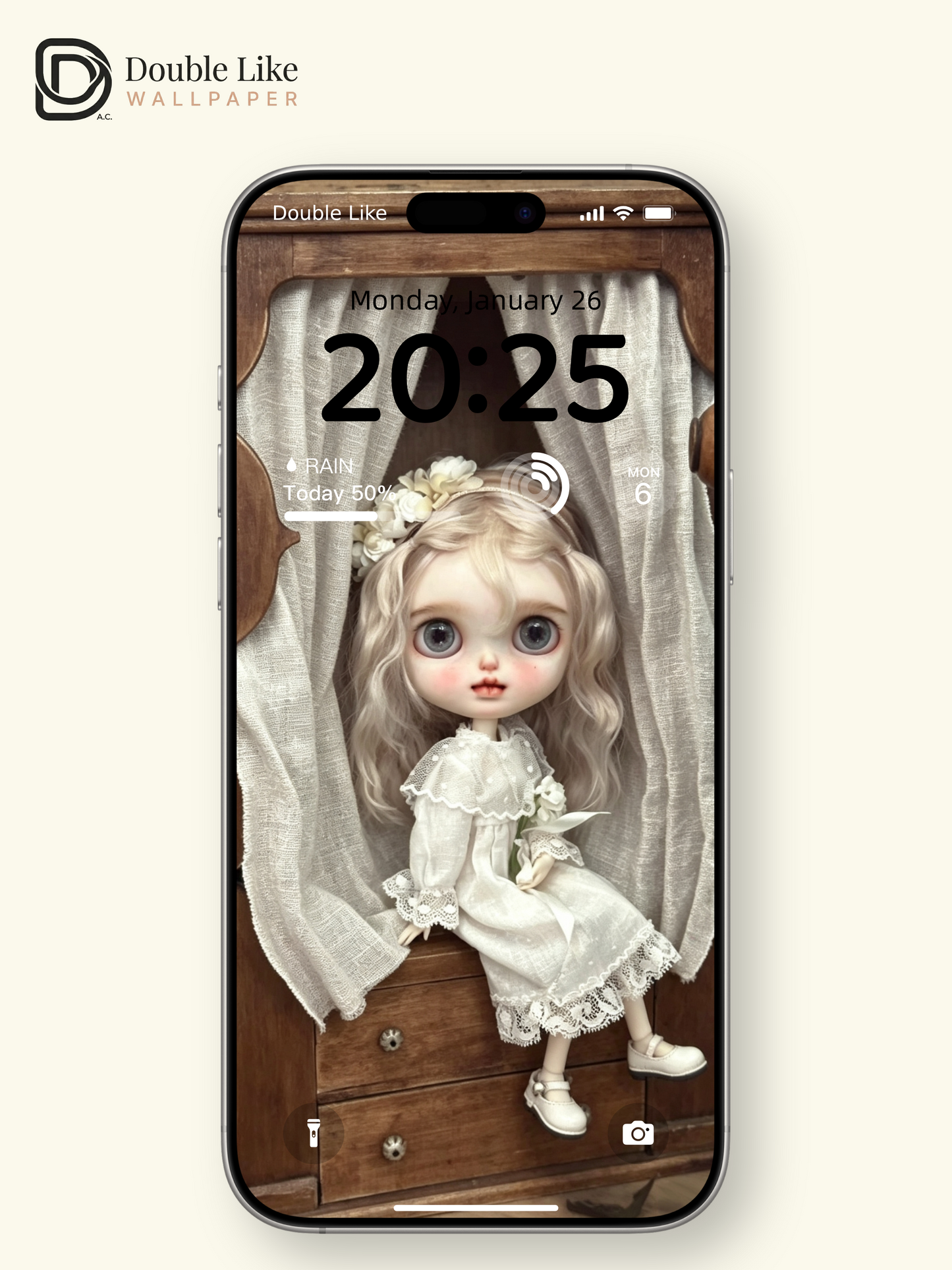 Healing Vintage Blythe Doll In Wooden Cabinet Aesthetic Wallpaper [#HWWs009]