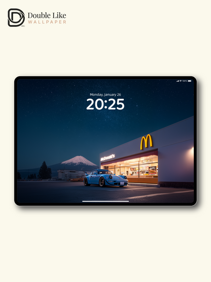 Starry Night Mount Fuji Sports Car & McDonald's Aesthetic Wallpaper Pack [#JJ20926]