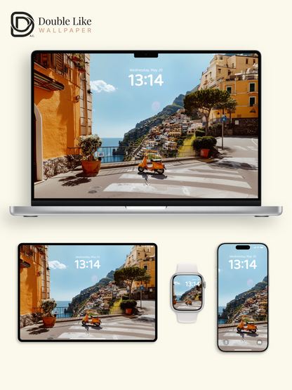 Positano Amalfi Coast Scooter Summer Aesthetic Wallpaper Pack [#JJ1365]