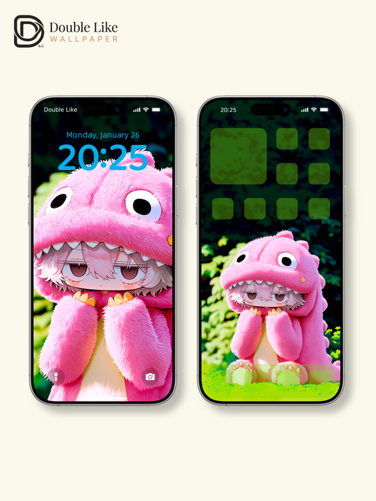 Cute Pink Dinosaur Onesie Anime Character Wallpaper Pack [#GG1409]