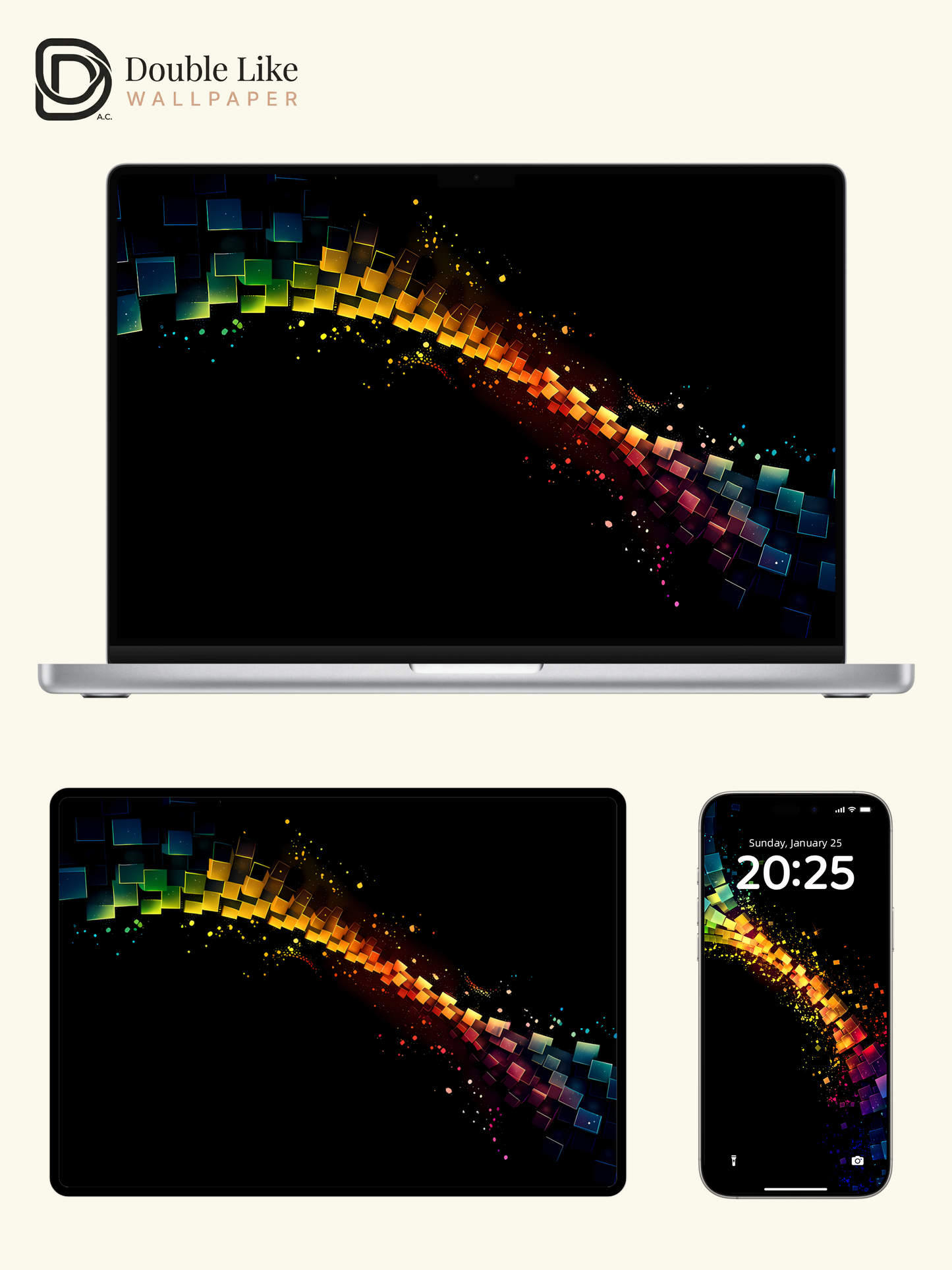 Abstract Neon Geometric Cubes Multi Device Wallpaper Pack [#LFHL1054]