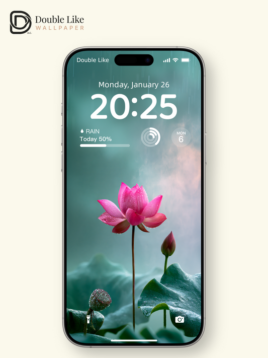 Misty Rain Pink Lotus Aesthetic Zen Wallpaper Pack for Phone and Desktop [#JJ1368]