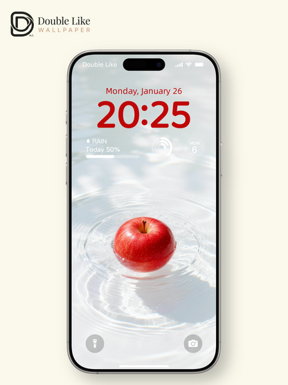 Red Apple On Clear Rippling Water Minimal Calm Aesthetic Wallpaper Pack [#LFHL30418]