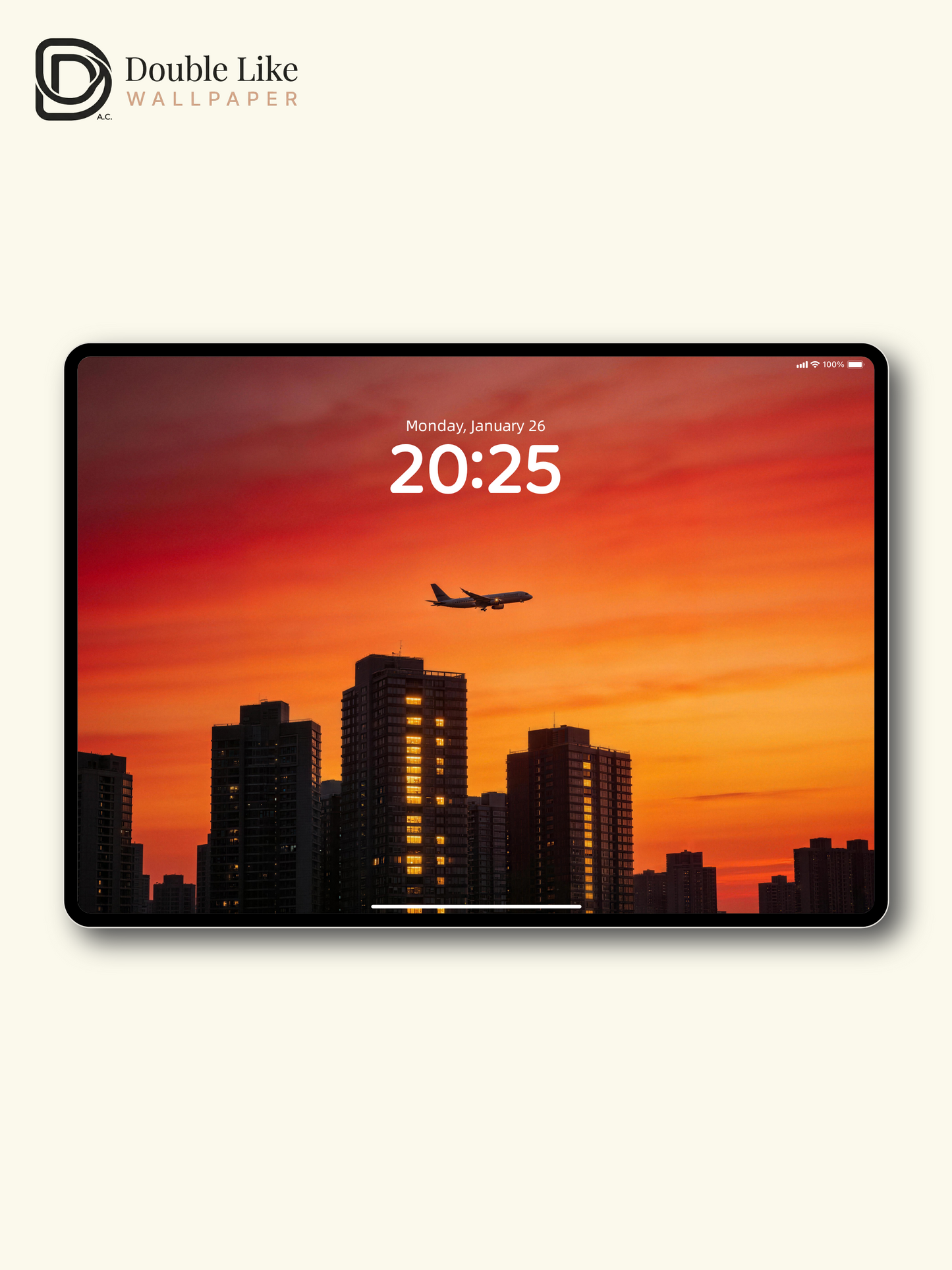 Orange Dusk City Airplane Vibe Healing HD Scenery Wallpaper Pack [#LFHL30407]