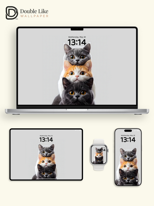 Stacked Kitties Therapy Pack | Cute Triple Cat Dynamic Wallpaper Bundle [#ZMY063]