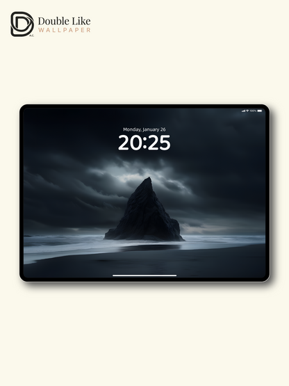 Combined Product Name: Stormy Dark Beach Lone Sea Rock Lonely Calming Inspirational Dark Tone Ocean Landscape Full-Device Wallpaper Pack [#ZMY026]