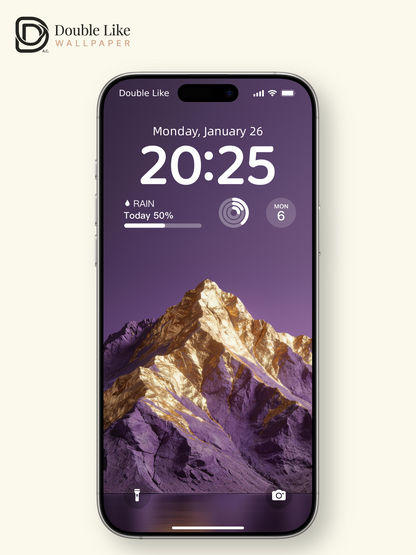 Purple Golden Peak Inspiring Dreamy Minimal Mountain Wallpaper Pack [#LFHL30406]