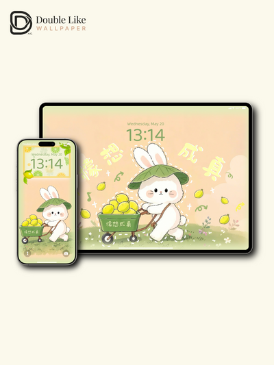 Aesthetic Cute Bunny Lemon Inspirational Illustration Wallpaper Pack [#JJ06]