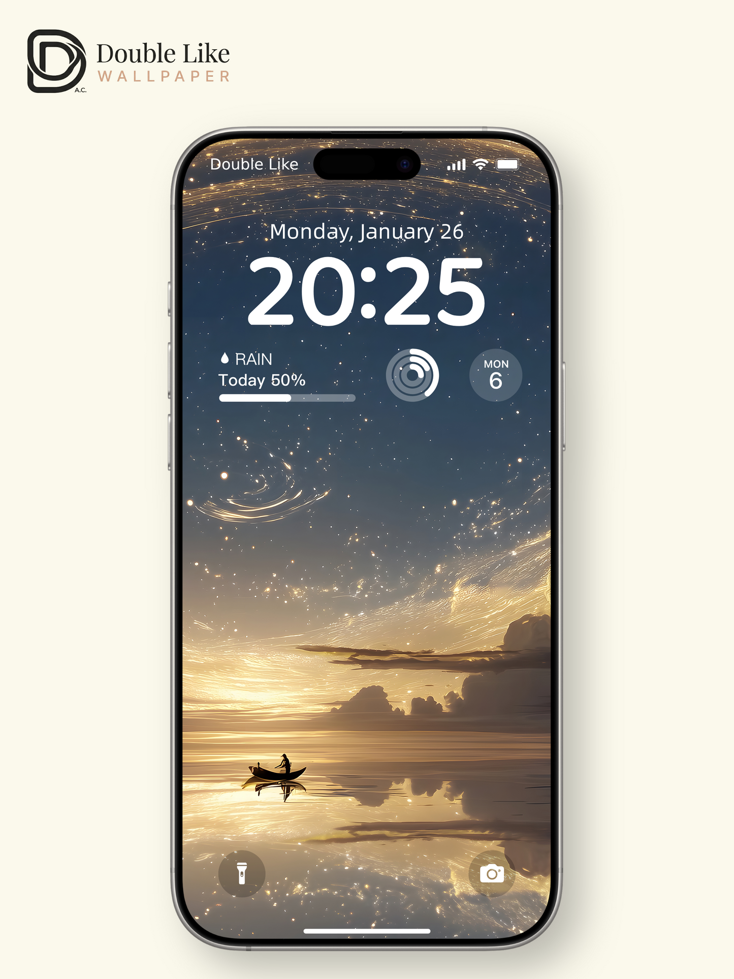 Golden Starry Sky Star Trails Ocean Digital Art Wallpaper Pack [#ZJYX0731]