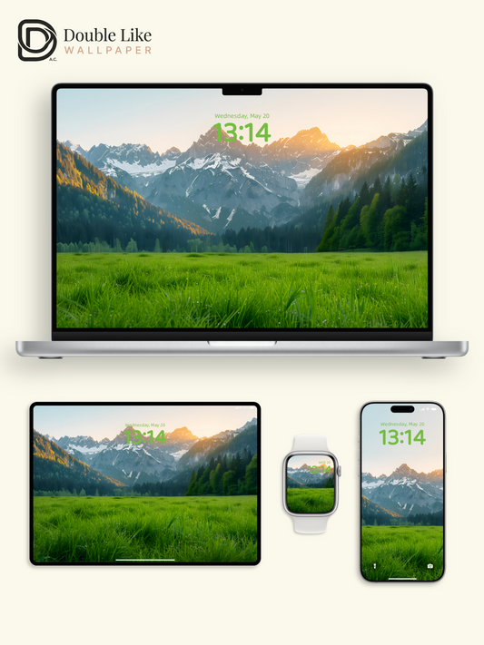 Healing Green Grassland Sunrise Mountain Lock Screen Wallpaper Pack [#ZJYX0186]