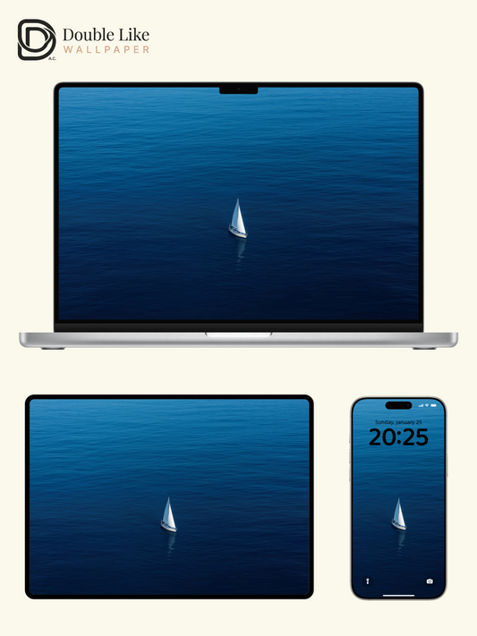 Sailboat On Deep Blue Sea Minimal Calm Inspiring Ocean Wallpaper Pack [#LFHL30419]