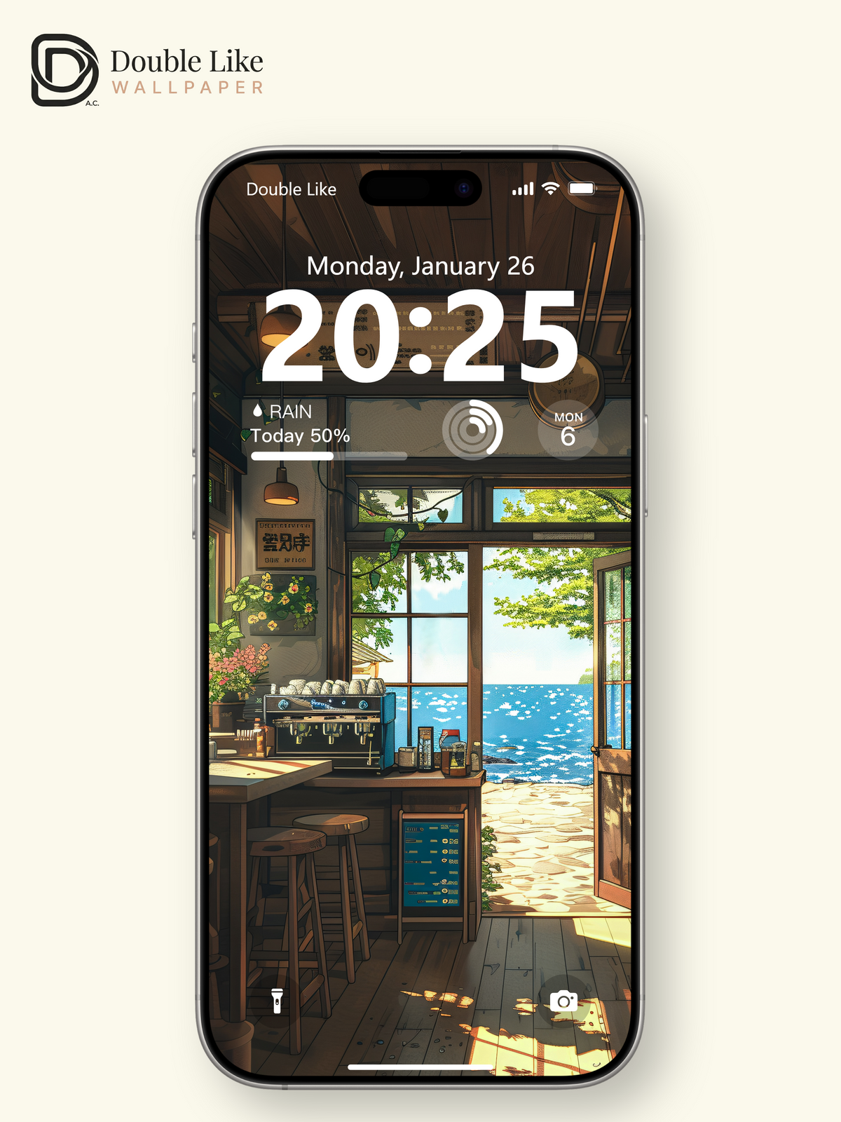 Cozy Seaside Cafe Plant Anime Inspired Aesthetic Wallpaper Pack [#WGF054]