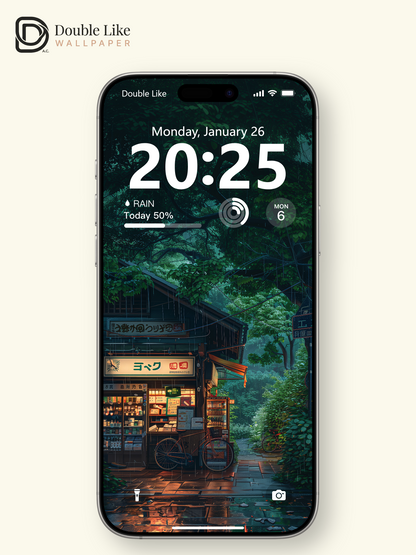Rainy Night Japanese Street Store Cozy Anime Aesthetic Wallpaper Pack [#WGF029]