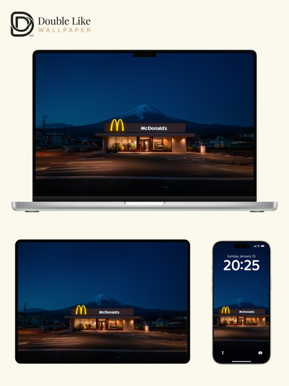 Symmetrical Mount Fuji & Midnight McDonald's Aesthetic Wallpaper Pack [#JJ21204]
