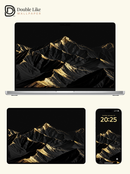 Black Gold Sunlit Lone Mountain Minimalist Vibe Wallpaper Pack [#LFHL30318]
