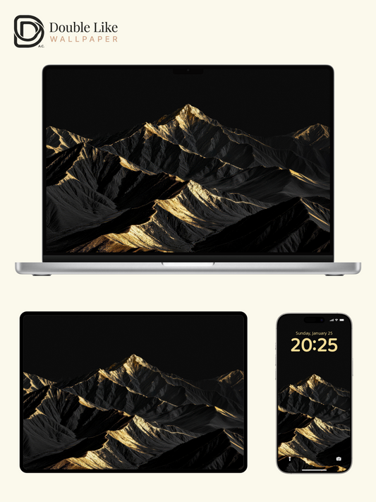 Black Gold Sunlit Lone Mountain Minimalist Vibe Wallpaper Pack [#LFHL30318]