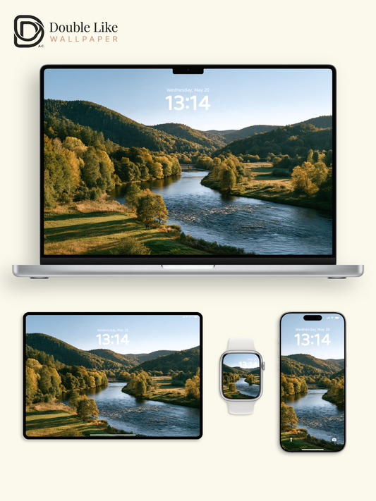 Autumn River Valley & Sunlit Forest Mountains Aesthetic Wallpaper Pack [#JJ1458]